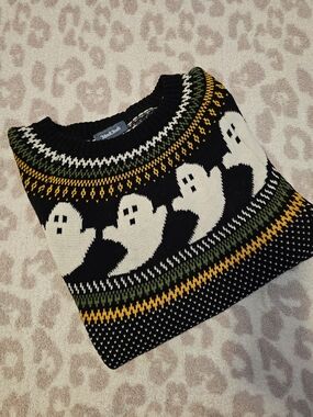 ModCloth Black Sweater with Ghosts